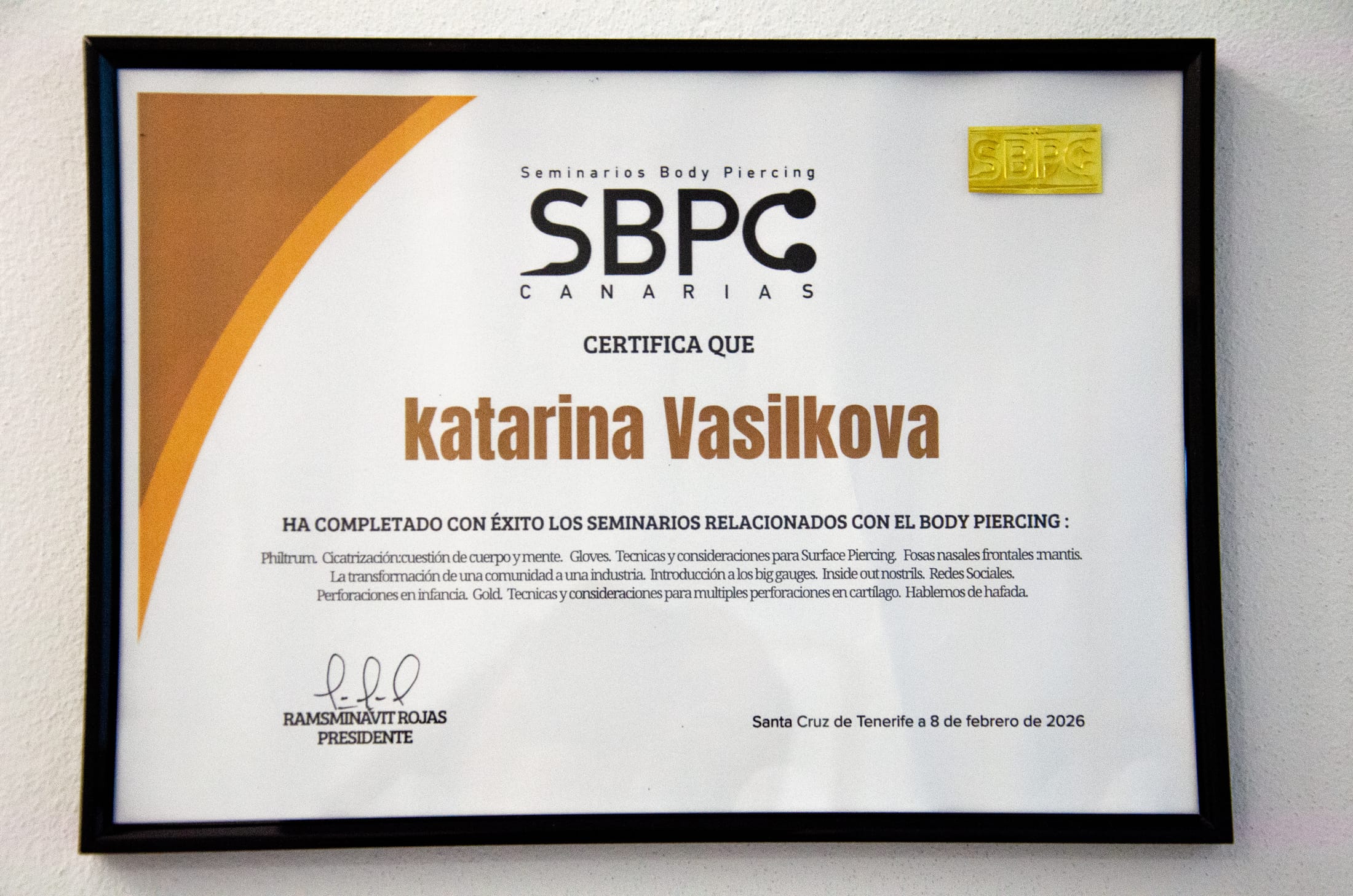 SBPC Canarias — Seminarios Body Piercing — 2026